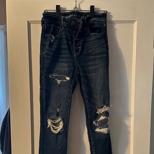 American Eagle Outfitters Women's Ripped Dark Blue Skinny Jeans